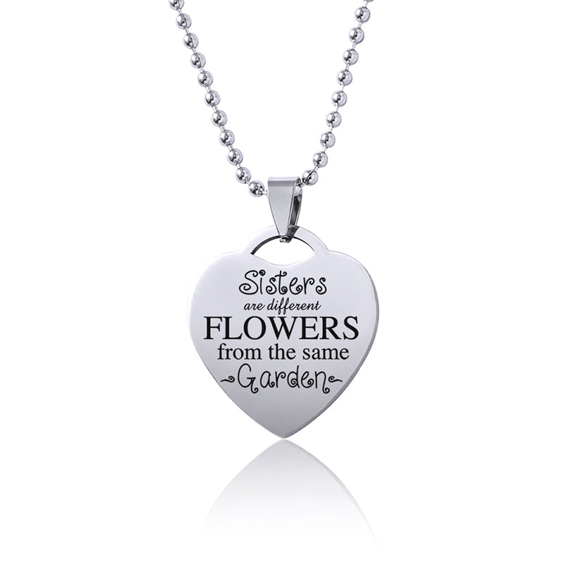 Sisters Heart Pendant Necklace For Women Girls Best Friends