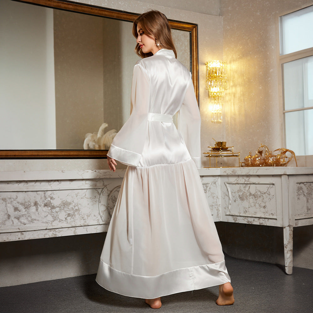 Women's Ice Silk Mesh Long Bath Gown Dress