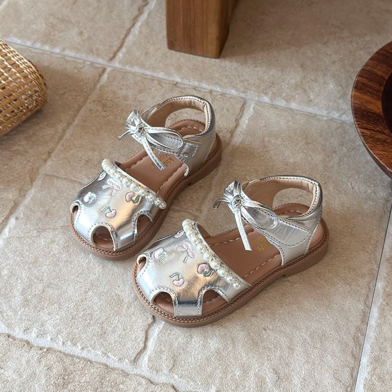 2026 Summer New Baby Girls Sandals, Closed-Toe Breathable Princess Shoes, Korean Fashion Little Kids Sandals