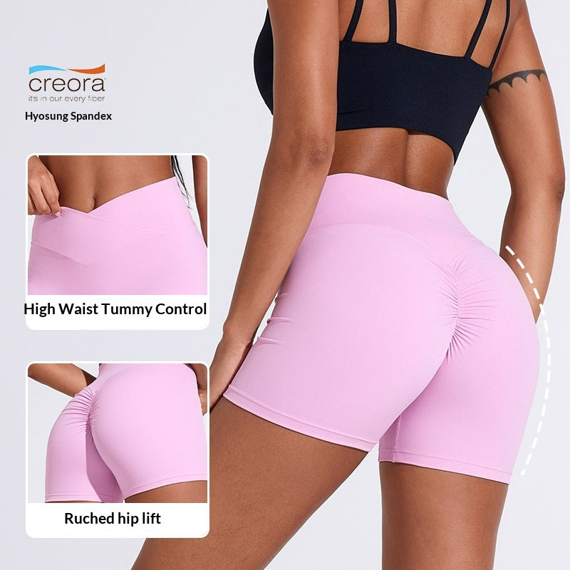 Summer Womens European And American-Style Peach-Shaped Butt-Lifting Fitness Pleated High-Waist Yoga Pants