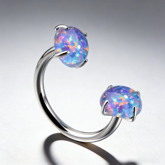 Internal Thread G23 Titanium Alloy Body Piercing Jewelry Opal Nose Ring