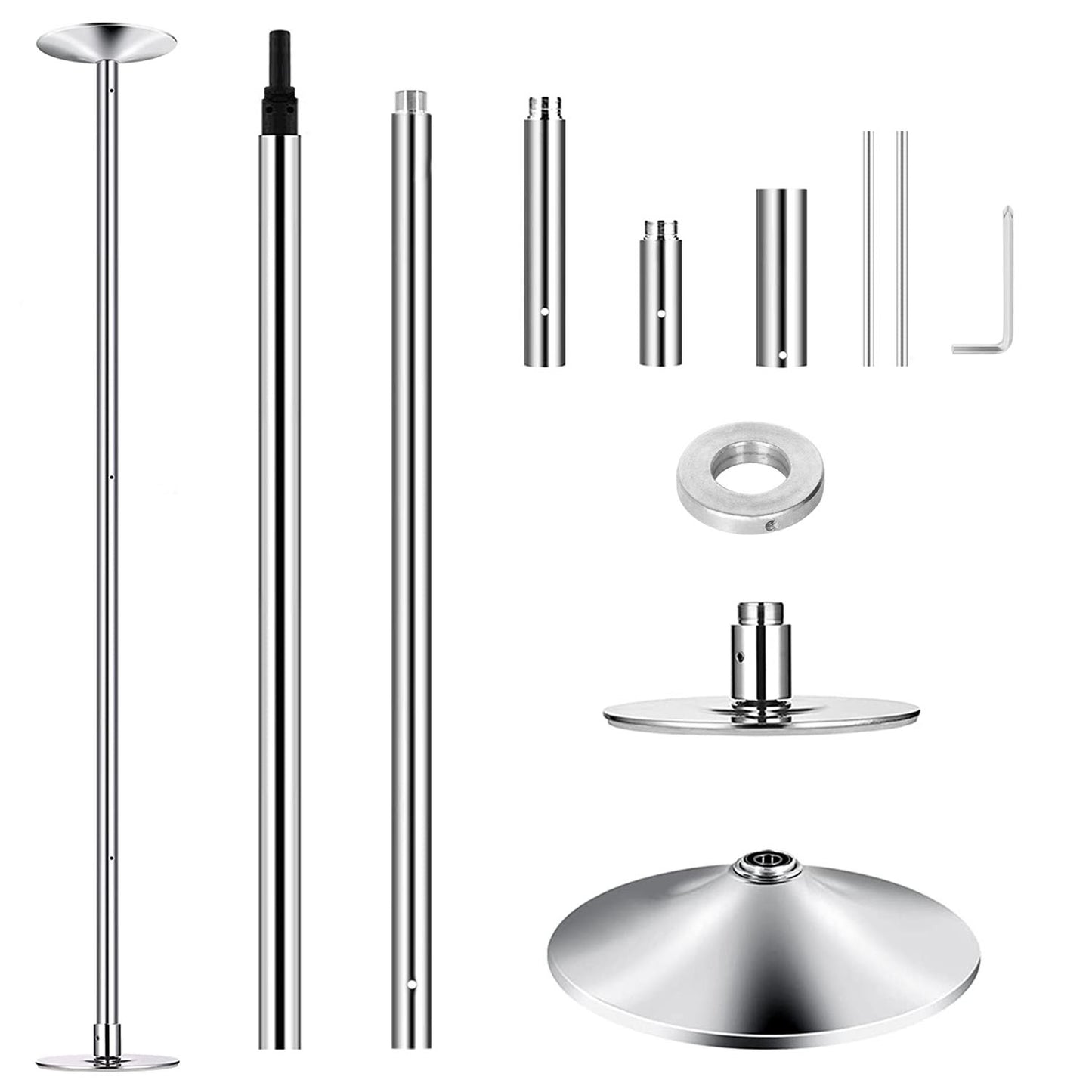 1Pc Stripper Dance Pole 45mm Spinning Static Dancing Pole With 88-108.1in Adjustable Height 551LBS Weight Capacity For Fitness Exercise Party Home Club Gym