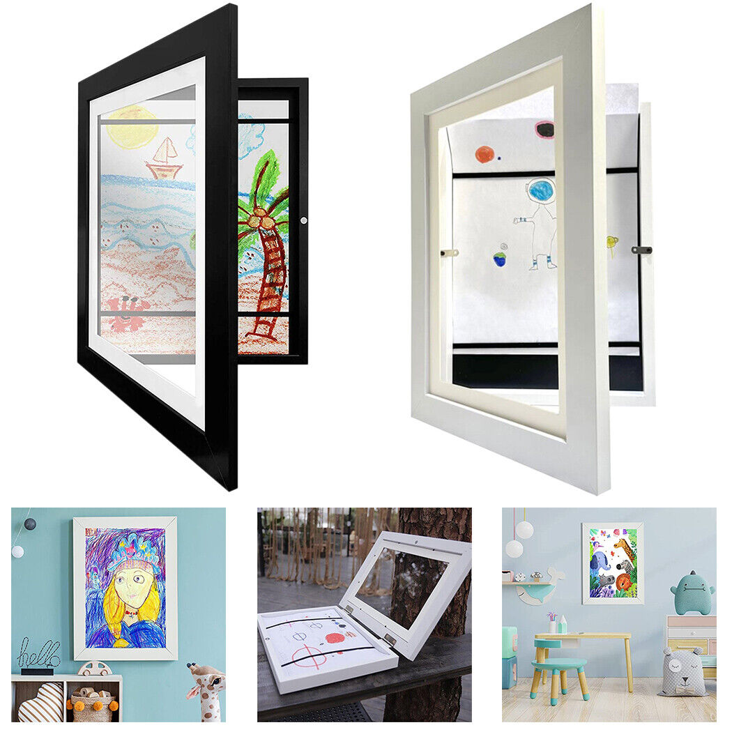 A4 Art Display Frame Kids Frames Photo Picture Crafts Drawing Storage Xmas Gifts-black