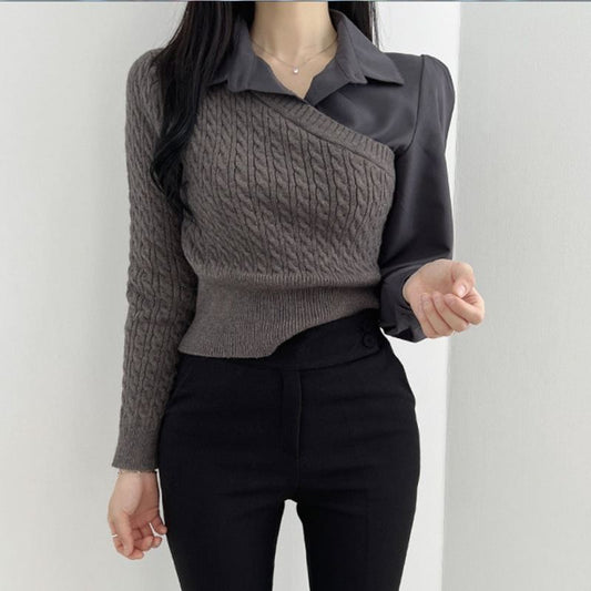New Korean Style Stitching Temperament Top