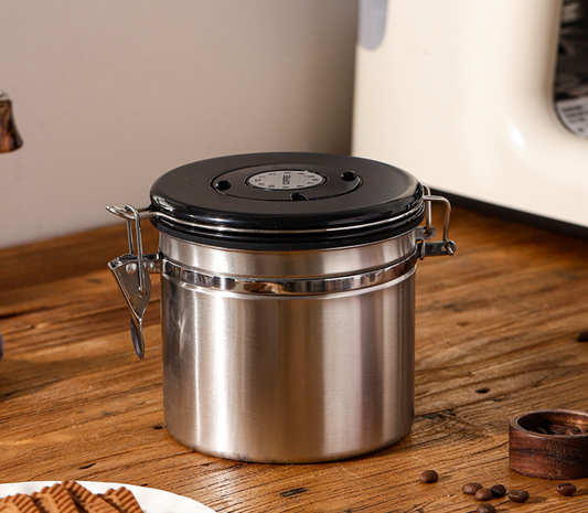 New 304 Stainless Steel Coffee Can With Steel Spoon, Coffee Bean Kitchen Storage Can, Fresh-keeping Can, Tea Sealed Can