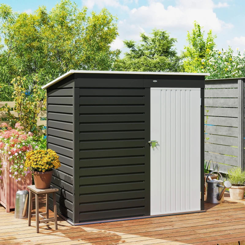 6' X 4' Outdoor Garden Shed, Metal Storage Shed With Lockable Door And Gloves For Backyard Garden Patio, Dark Gray Multiple Packages