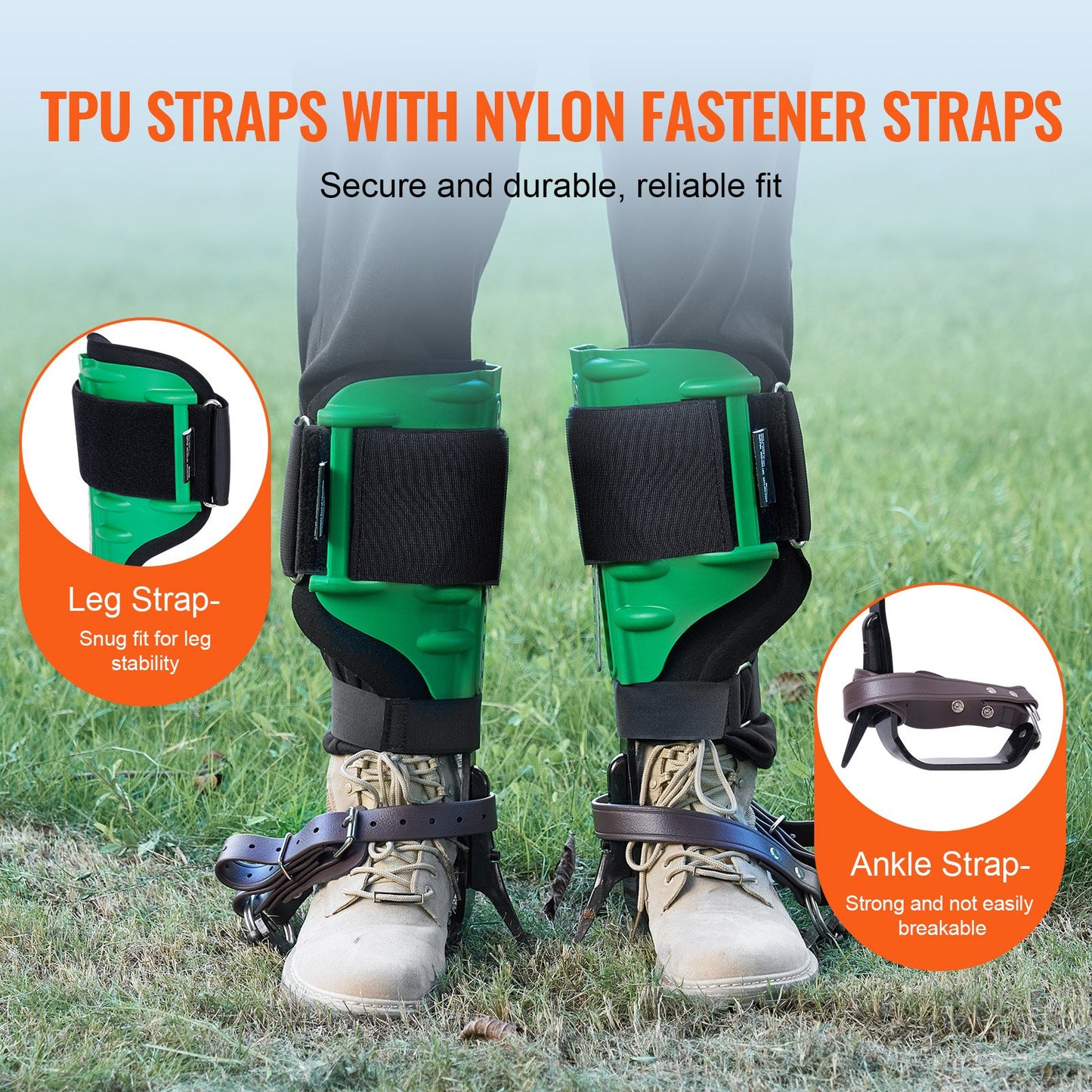 Tree Climbing Spikes Climbing Spurs Alloy Steel Arborist Equipment Green