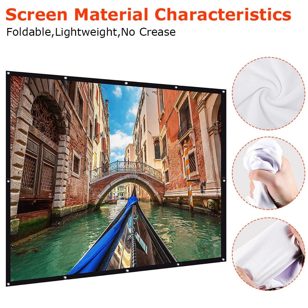 Outdoor Home 3D 4K HD Movie Cinema 150 Foldable Projector Screen 16 9 Portable