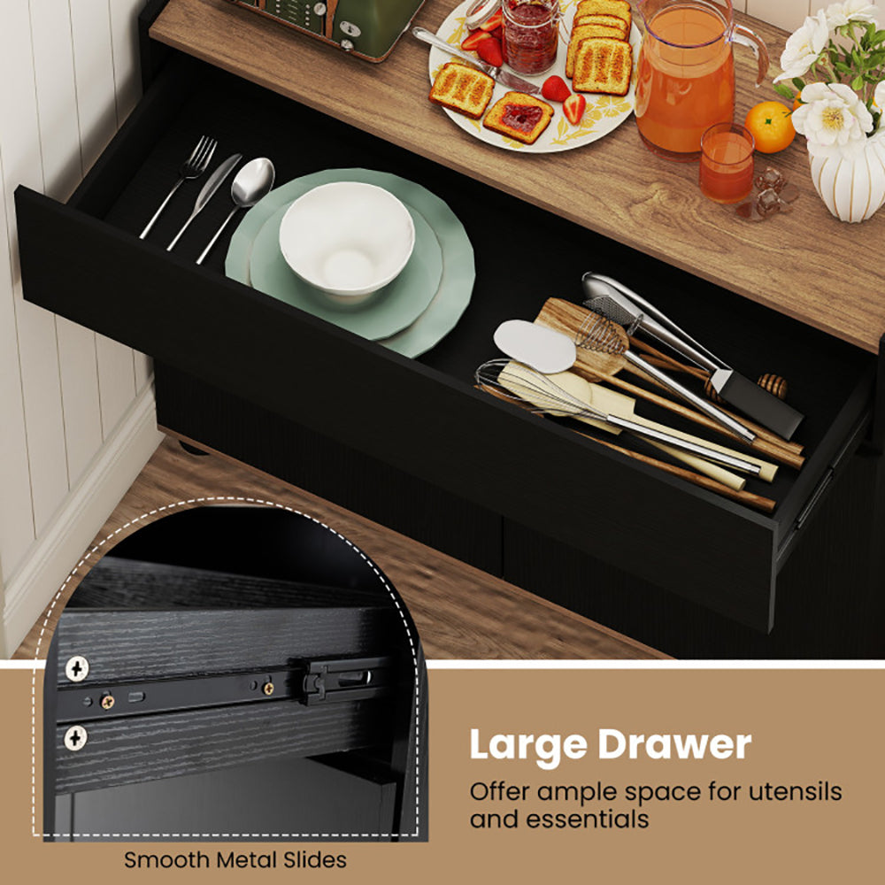 Sideboard Buffet Cabinet With Storage Wooden Kitchen Storage Cabinet  With 2 Anti-toppling Devices For Kitchen, Dining Room And Living Room