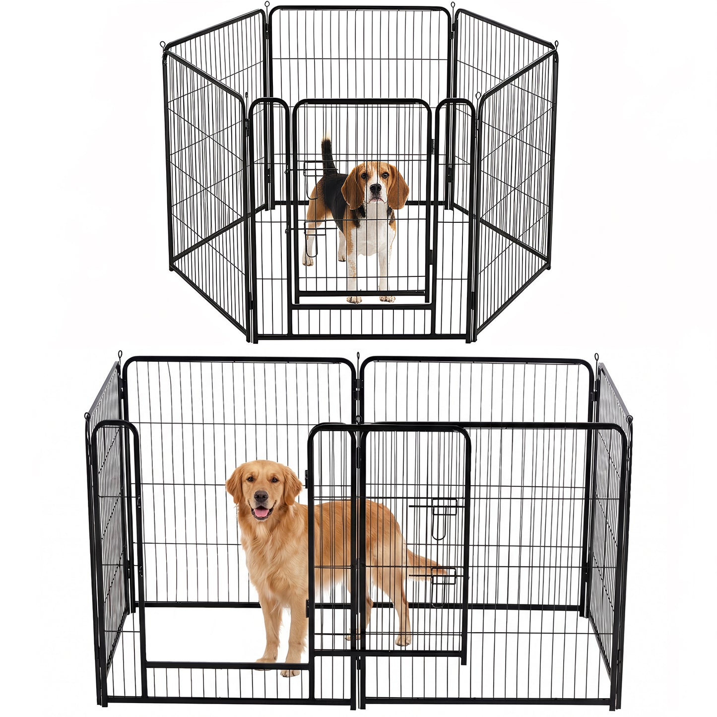 Metal Material, Foldable Pet Fence With A Door, Suitable For Small, Medium And Large-sized Dogs Outdoors