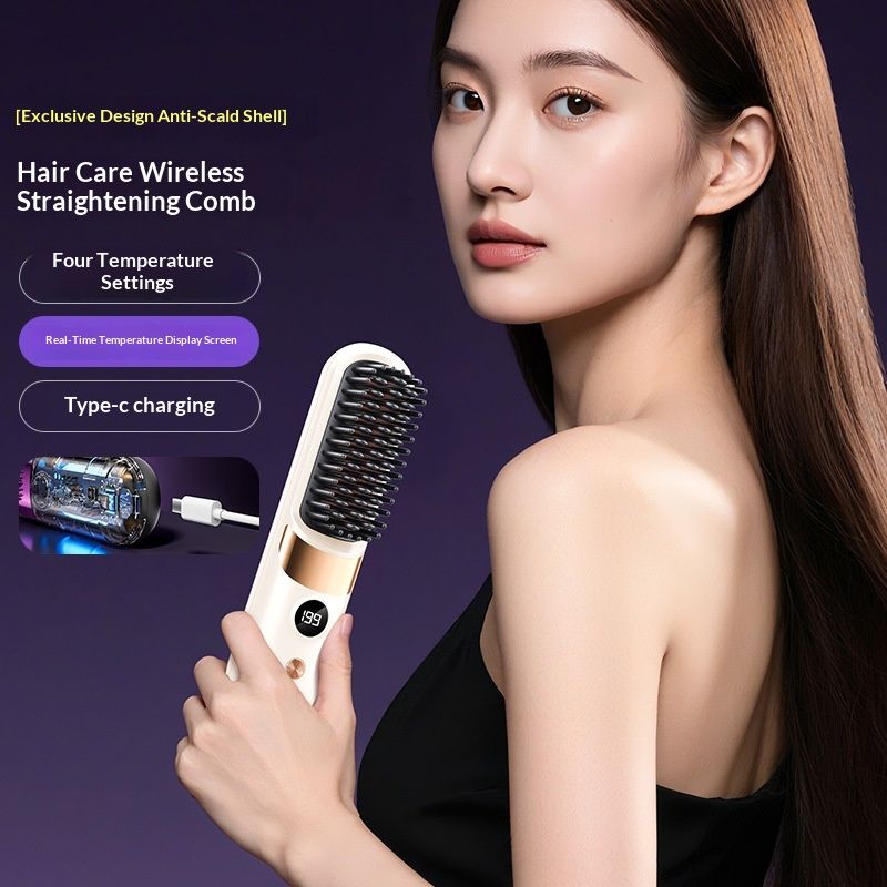 USB-Charging Straightener Hair Styling Comb For Straightening And Curling