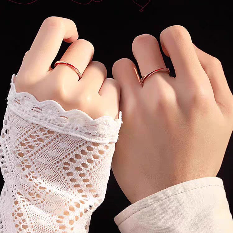 1 Pair 999 Sterling Silver Red Line Mobius Couple Rings, Adjustable Promise Rings, Ideal Valentine's Day Gift For Lovers