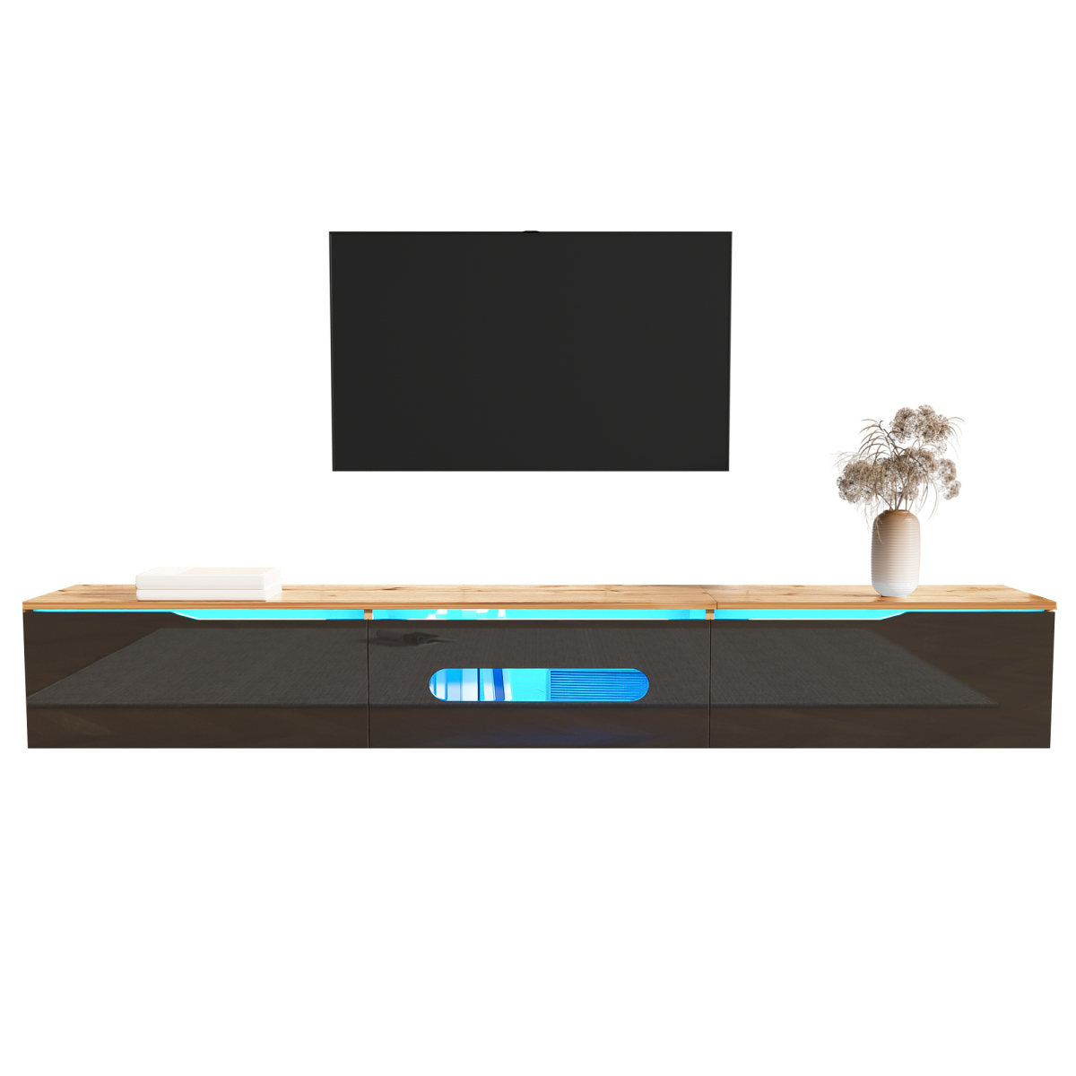 TV Cabinet, 180 Cm, High-gloss Surface, With 16-color LED Lighting, Wall-mountable