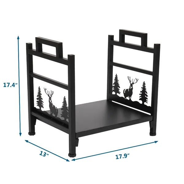 Wrought Iron Log Rack, Firewood Storage Holder, Heavy Duty Log Bin, Fireside Log Carrier For Fireplace Stove Accessories Christmas Pattern