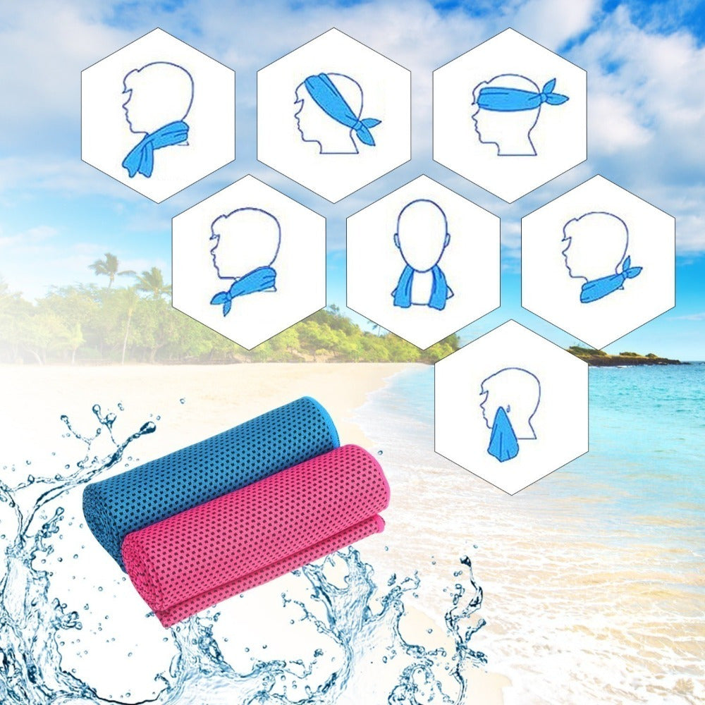 Set Of 2 Cooling Towels - Sky Blue + Magenta, Sporty Microfiber Cooling Towel For Fitness And Yoga, Refreshing Active Towel For Workouts And Outdoor Party Accessories Set