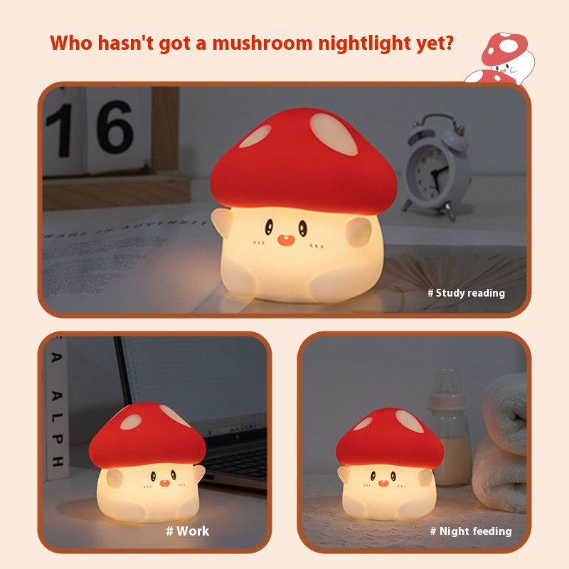 Creative Mushroom Bedroom Baby Feeding Eye Protection Sleep Pat Silicone Lamp