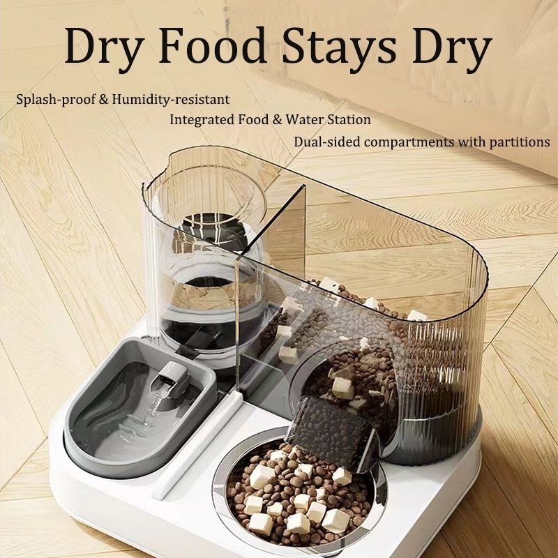 2 In 1 Automatic Cat Feeder Water Dispenser Dry Wet Pet Dog Puppy Food Dispenser