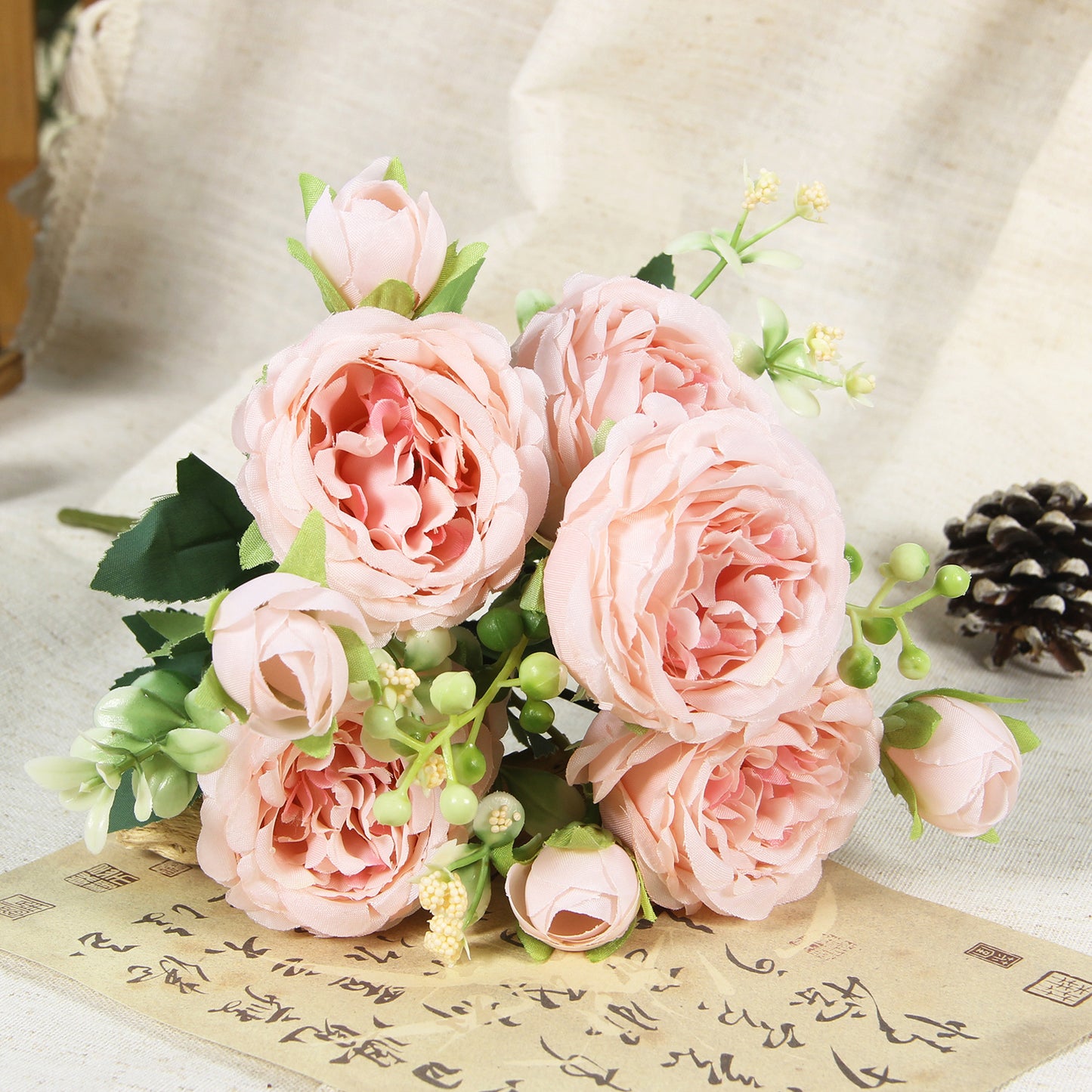 Home Wedding Rose Bouquet Made Of Silk Flowers