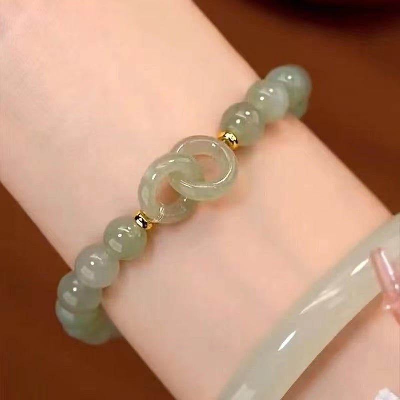 Interlocking Chinese Style Bracelet For Women Ins Niche Design Heart Safety Buckle Bracelet High-End Bestie Gift