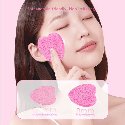Biodegradable Heart-Shaped Wash Sponge For Deep Cleansing And Makeup Removal