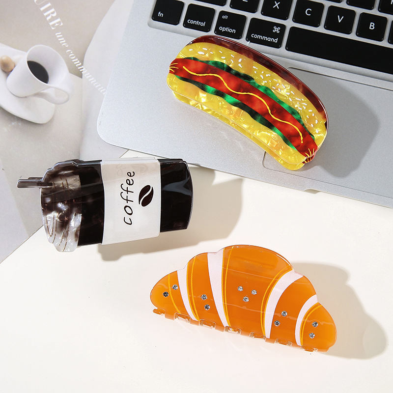 Fun Croissant Hair Clip Shaped Like A Popcorn Drink Cup