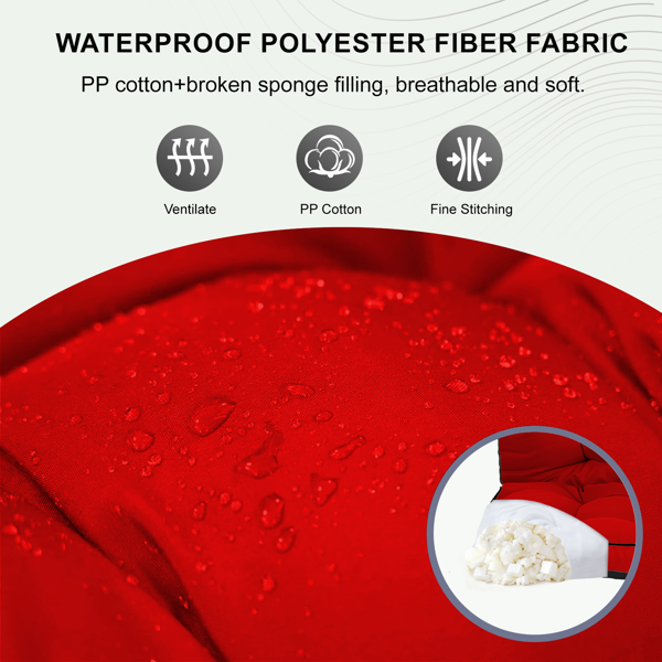 Outdoor Swing Cushions 55 Inch,Waterproof 4in  Thick Porch Swing Cushion Replacement With Backrest And Ties,Comfortable 2-3 Seat Pation Swing Pad For Backyard,Garden,Lawn,Outdoor Furniture Red