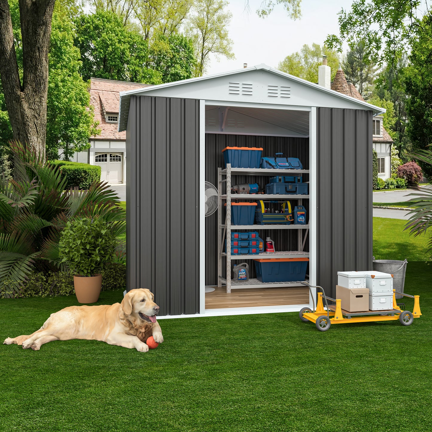 Outdoor Storage Sheds 6FTx4FT  Roof Grey