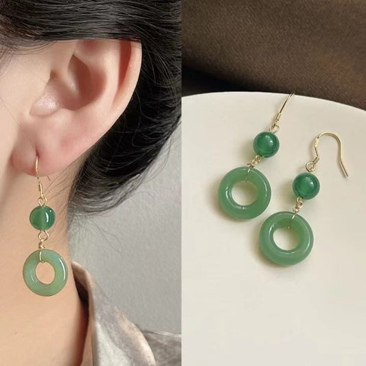 New Chinese Style Green Jade Design Han Chinese Clothing Cheongsam Peace Buckle Shape Female Accessories