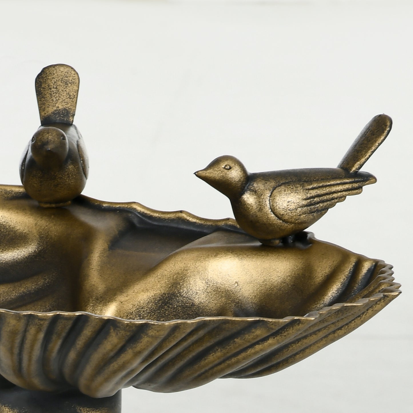 32" Antique Bird Bath Decorative Birdbath Bird Feeder Bowl with Planter Pedestal and Bird Statues, Bronze