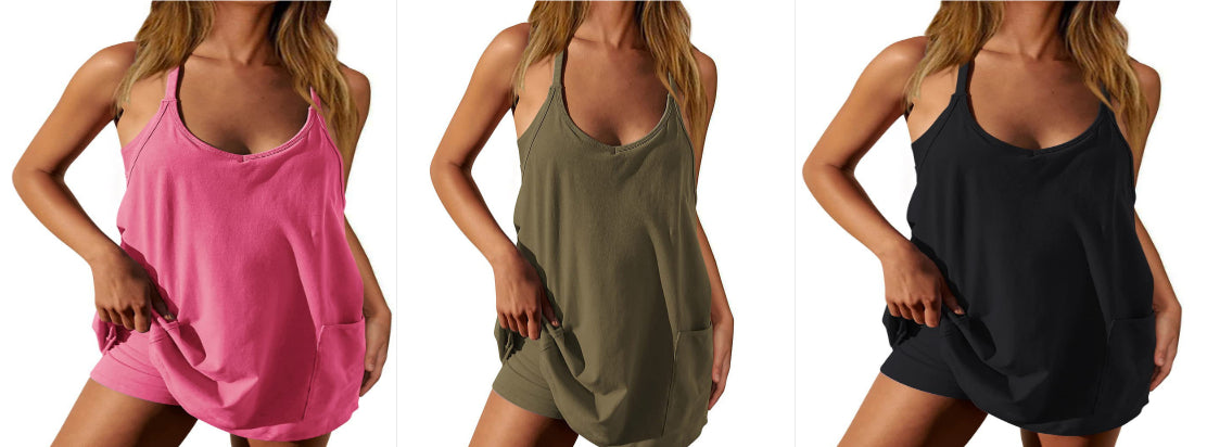 Women's Fashion Solid Color Pocket Vest Shorts Set