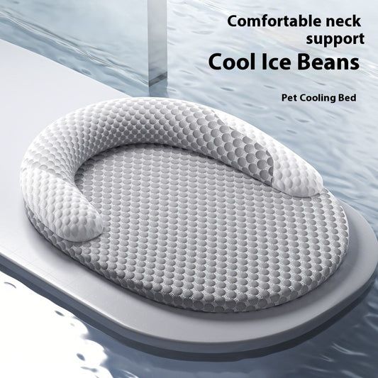 Oval Ice Silk Cooling Pet Bed For Cats And Small Dogs
