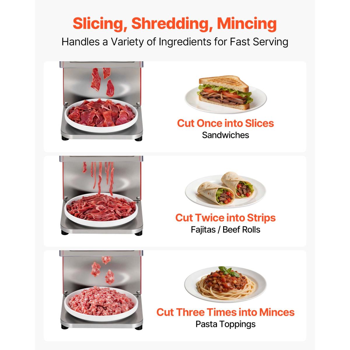 Meat Cutting Machine, 850W Commercial Slicer, 3.5mm Heavy Duty Stainless Steel Blade Shredder For Boneless Meat Soft Vegetables, Electric Food Slicers For Kitchen Restaurant Supermarket