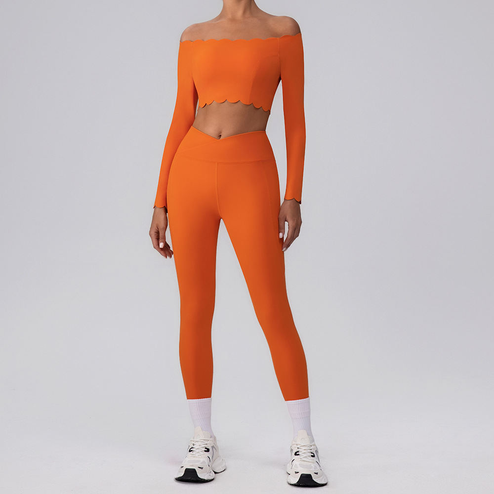 Off-shoulder Yoga Clothing Top Push Up With Breast Pads