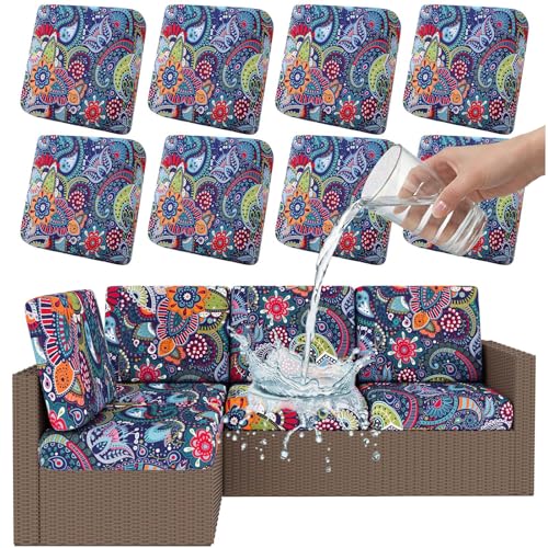 Smiry Waterproof Patio Cushion Covers, Stretch Outdoor Couch Slipcovers Replacement Washable Furniture Protector Sofa Chai...