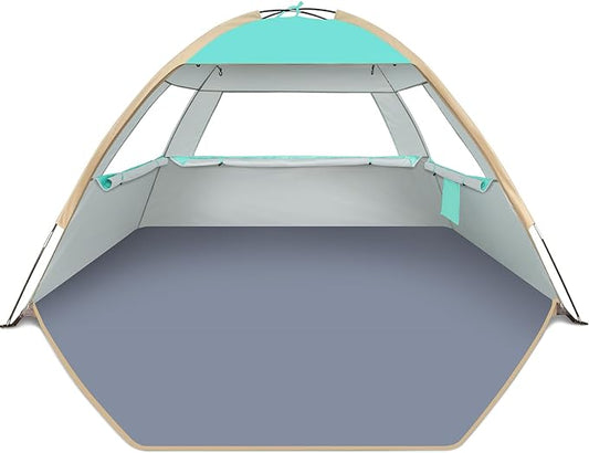 Gorich Beach Tent Sun Shelter for 3/4/6/8/10 Person with UPF 50＋ UV Protection, Lightweight & Easy Setup Beach Shade Canop...