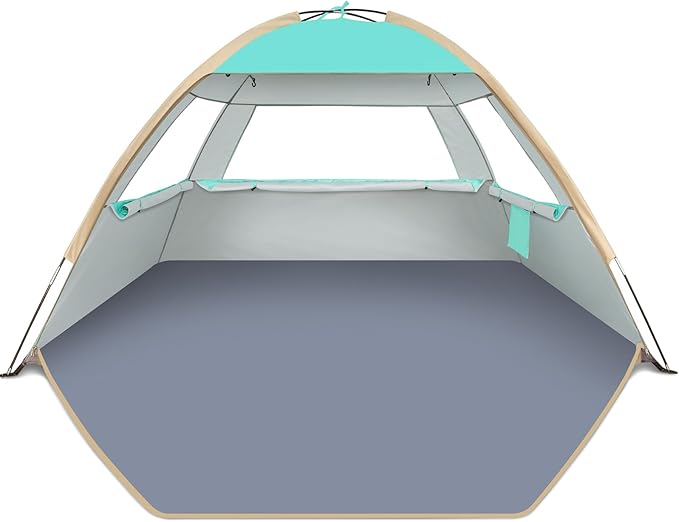Gorich Beach Tent Sun Shelter for 3/4/6/8/10 Person with UPF 50＋ UV Protection, Lightweight & Easy Setup Beach Shade Canop...