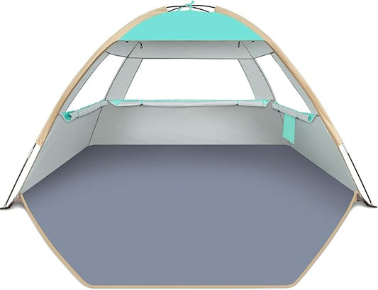 Gorich Beach Tent Sun Shelter for 3/4/6/8/10 Person with UPF 50＋ UV Protection, Lightweight & Easy Setup Beach Shade Canop...