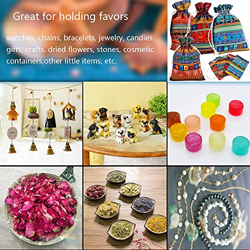 PINOWU Ethnic Style Drawstring Gift Bag 5x7 Cotton Reusable Pouches (12pcs) Jewelry Coin Storage Pouch Eco-Friendly Sachet...