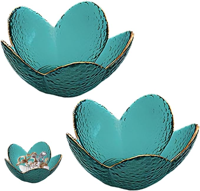2 PCS Trinket dish Glass Jewelry Tray Flower Ring dish Exquisite Room Decor Vanity Storage Tray Room Decor Aesthetic Cute ...