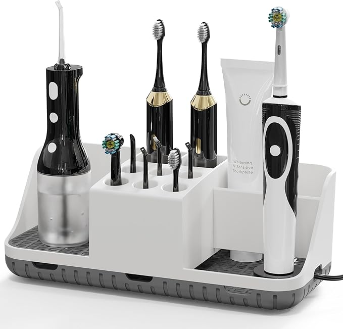 Boperzi Electric Toothbrush Holders with Cord Slots: Detachable Toothbrush and Toothpaste Holders, Large Tooth Brush Stora...