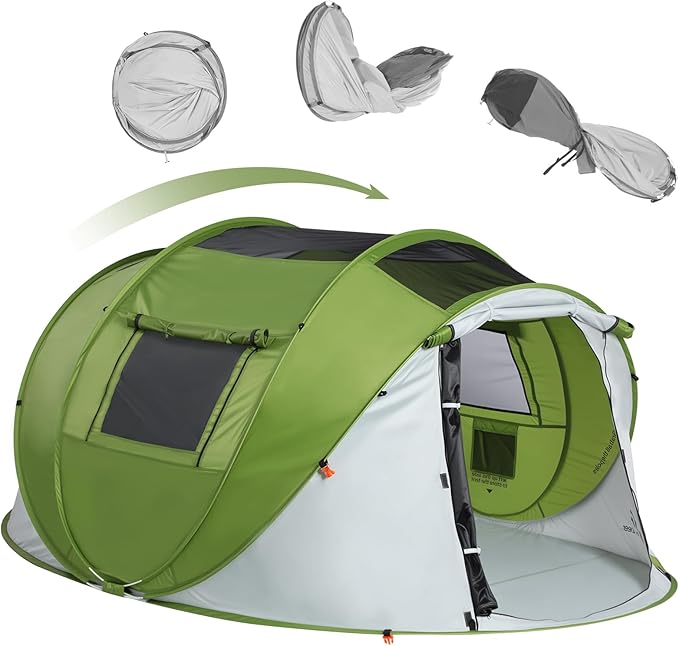 Sportneer Camping Tent: 2 Adults Pop Up Tent with Rain Fly and Carrying Bag - All-Weather Shelter for Camping Backyard Sle...