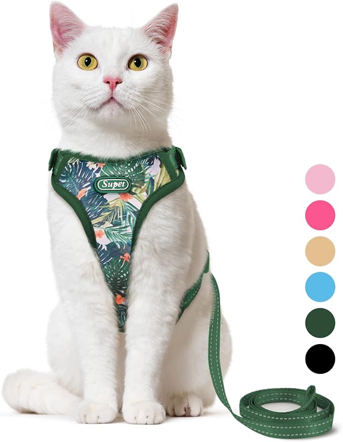 Supet Cat Harness and Leash Escape Proof for Walking, Adjustable Cat Vest Harness and Leash Set for Large and Small Kitten...