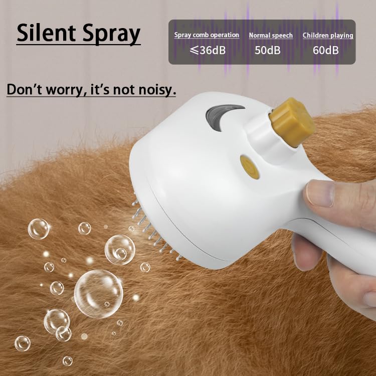 Zlveuzjs Pet Grooming Steam Brush, 3-in-1 Spray-on Hair Removal Comb for Long-Haired and Short-Haired Cats and Dogs