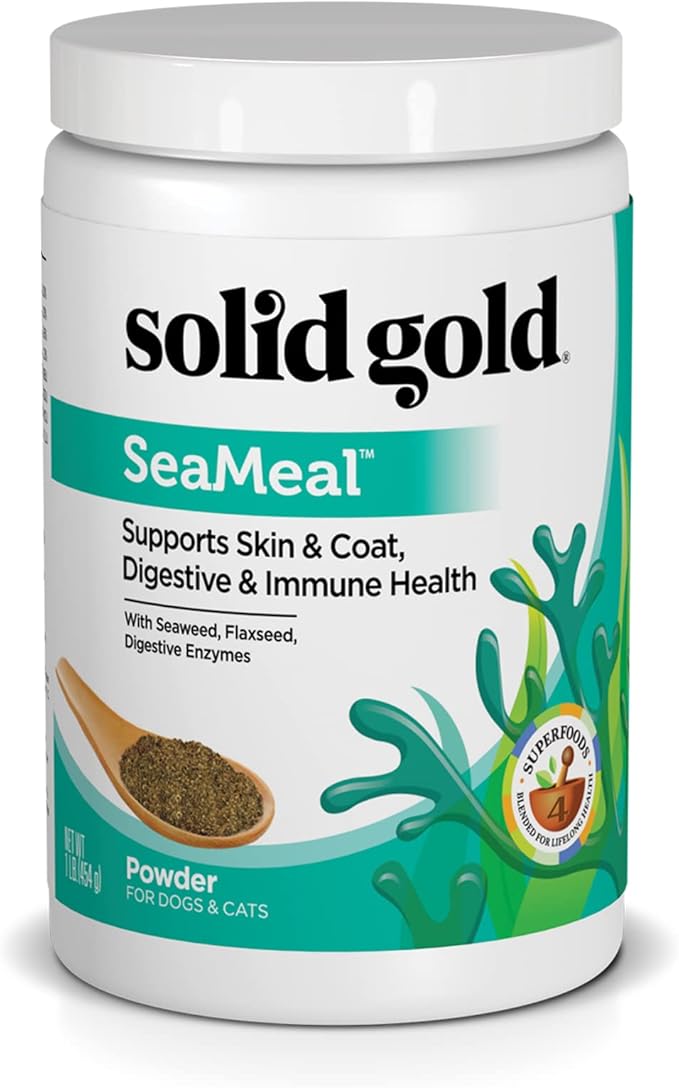 Solid Gold Cat & Dog Multivitamin Powder - Kelp Powder, Omega 3 & Vitamins for Dental, Digestive, Immune, Skin & Coat Heal...