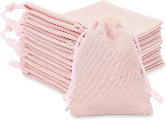 G2PLUS Pink Velvet Jewelry Pouches, 20PCS Small Velvet Gift Bags with Drawstring, Christmas Gift Bags for Wedding Favors, ...