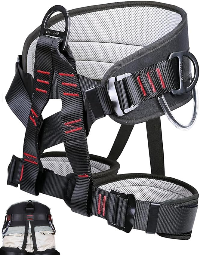 Ttechouter Adjustable Thickness Climbing Harness Half Body Harnesses for Fire Rescuing Caving Rock Climbing Rappelling Tre...