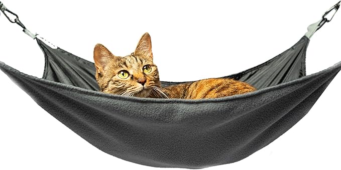 QIPAN Cat Hammock for Cage - Washable Soft Outdoor Mat, Waterproof Cooling Pad for Cats (Large, Black)