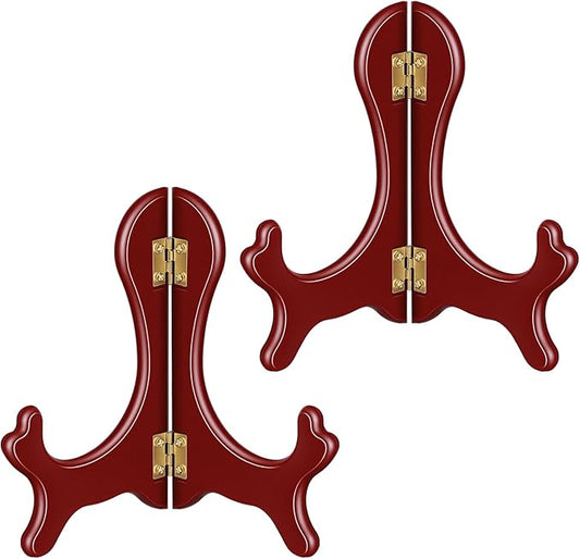 ADLABLD 2Pcs Easel Plate Holder, Brown Displays, Frames Photo Holder Stands for Decorative Picture Frame