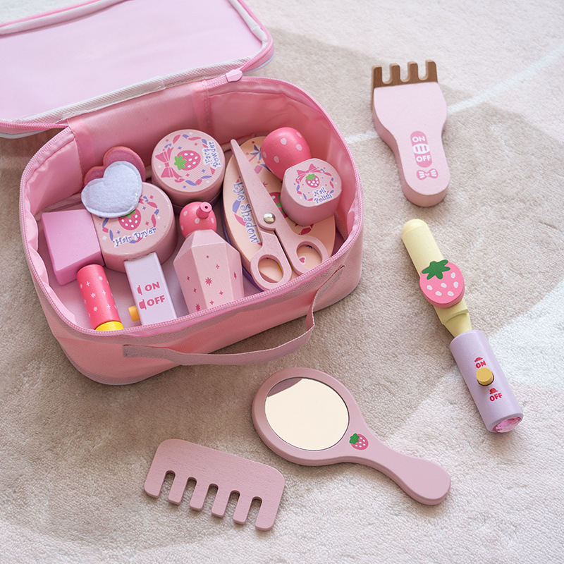 Wooden Pretend Play Makeup Bag Toy Set