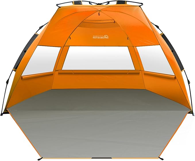 OutdoorMaster Beach Tent Sun Shelter for 3-4 Person, Pop Up Beach Tent Easy Setup with Sandbags, Portable Sun Shade Canopy...